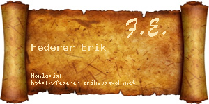 Federer Erik névjegykártya